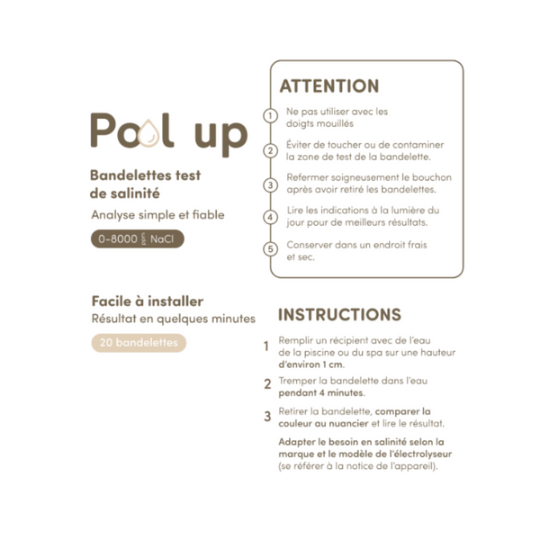 Bandelettes test de salinité piscine – Pool'Up - Pool Planet