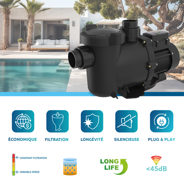 Pompe de filtration à vitesse variable Onduline Poolex (avec RCD) - Pool Planet