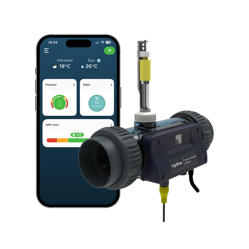 VigiFlow - Analyseur connecté 4 en 1 pour piscine au chlore liquide - Pool Planet