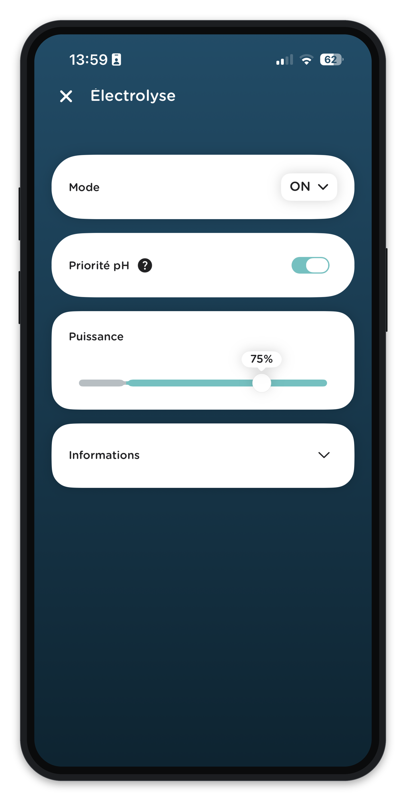 App Vigipool — électrolyse