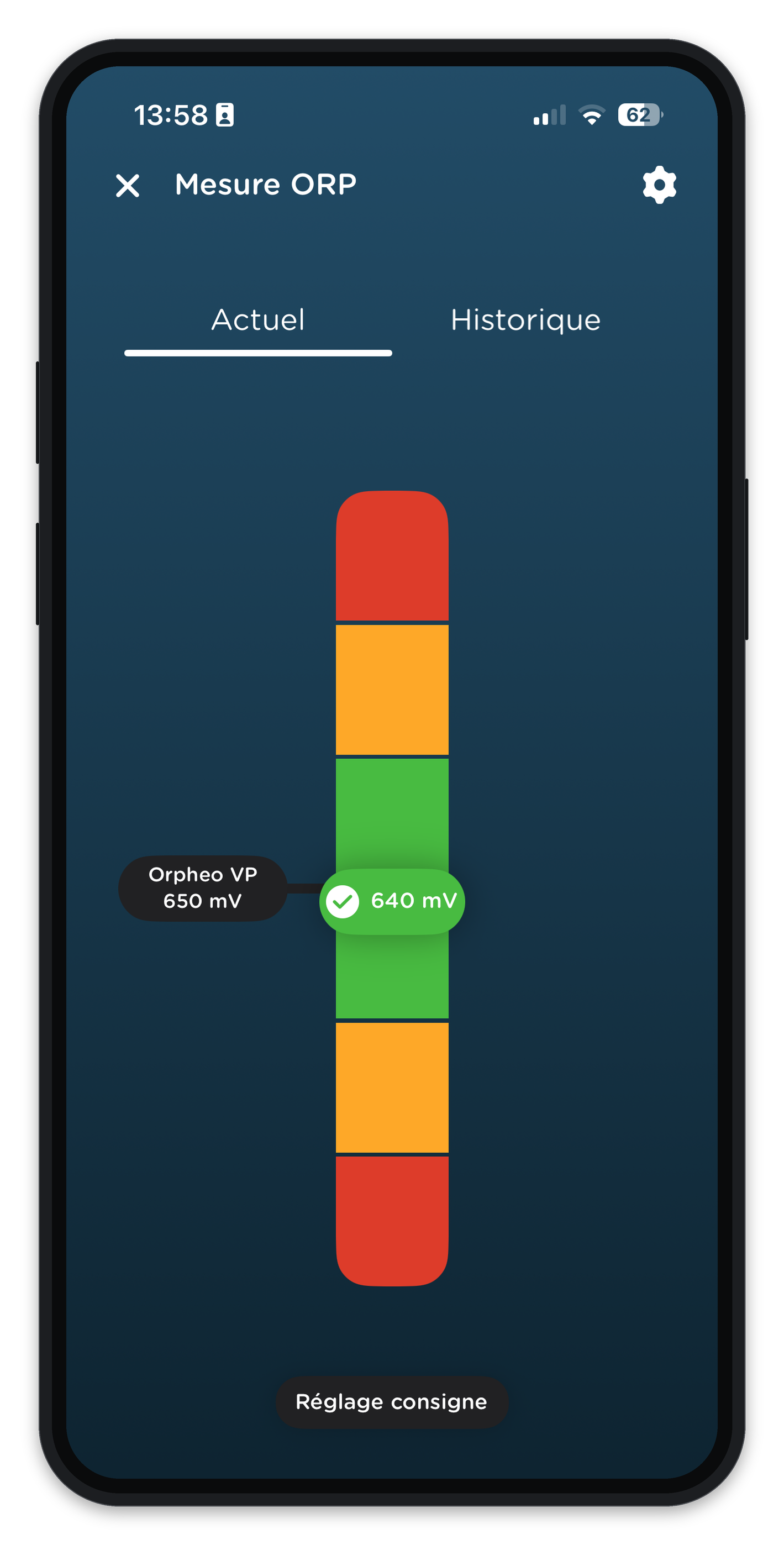 App Vigipool — mesure ORP