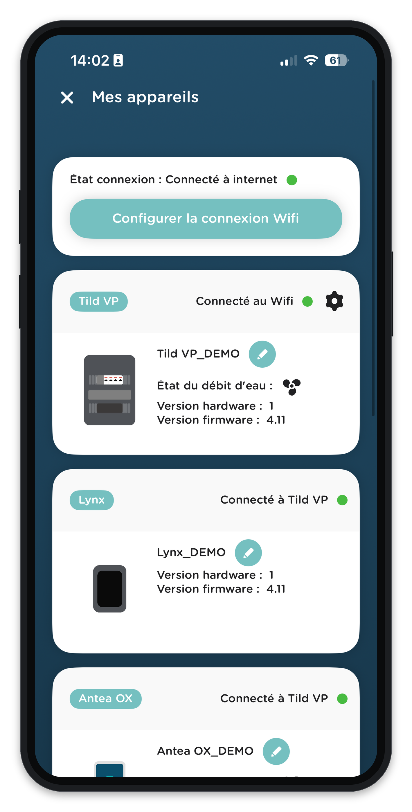 App Vigipool — paramètres